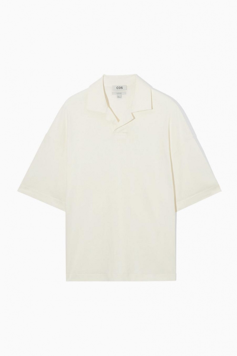 COS Oversized Open-collar Pólóing Férfi Fehér | JSQ-583126