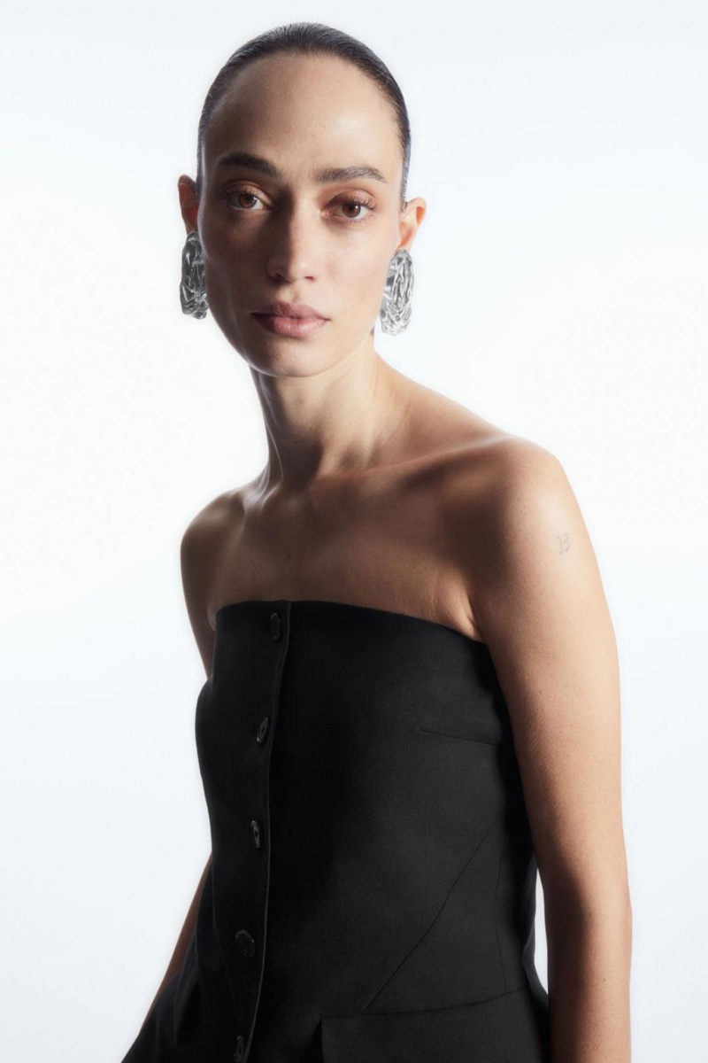 COS Oversized Organic-shaped Clip-on Fülbevalók Női Titán | BSE-625940