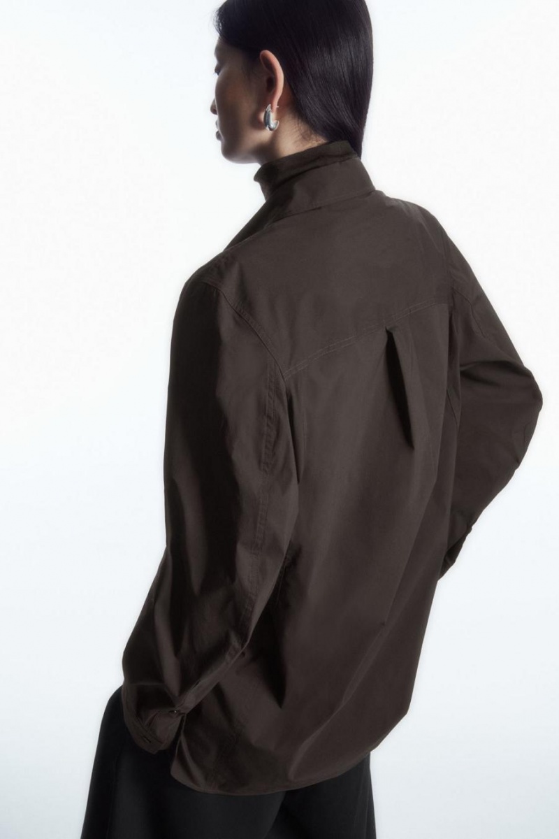 COS Oversized Pamut-blend Ing Női Sötétbarna | QNV-374091