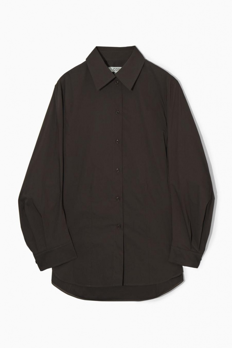 COS Oversized Pamut-blend Ing Női Sötétbarna | QNV-374091