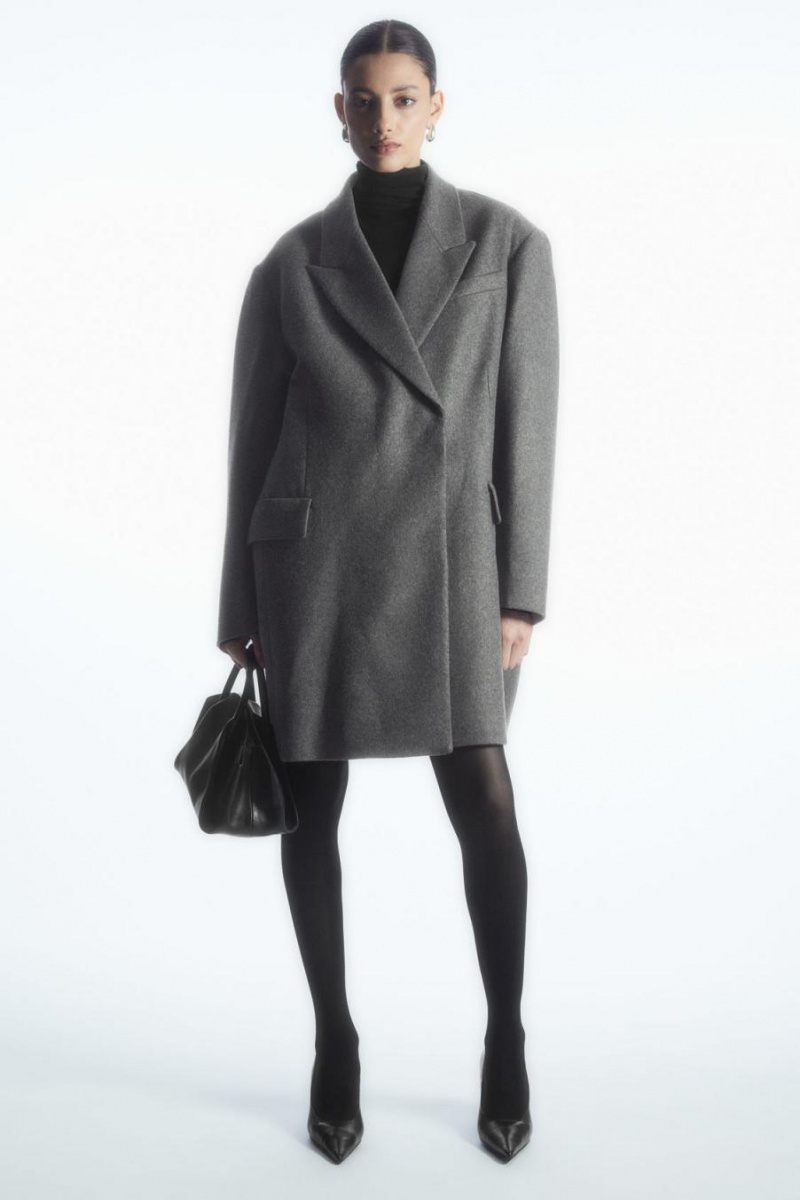 COS Oversized Power-shoulder Kabát Női Szürke | ZPD-951063