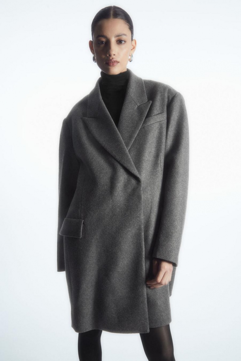 COS Oversized Power-shoulder Kabát Női Szürke | ZPD-951063