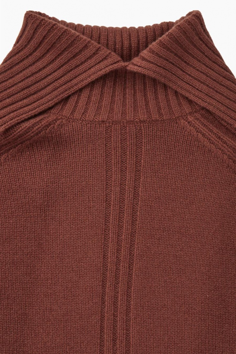 COS Oversized Pure Cashmere Roll-neck Jumpers Női Piros | RJY-643528