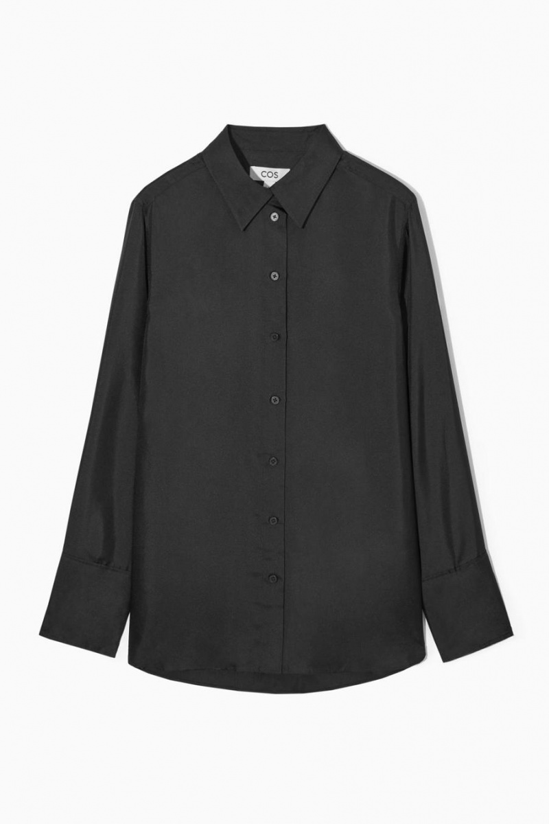 COS Oversized Pure Silk Ing Női Fekete | DHJ-721506