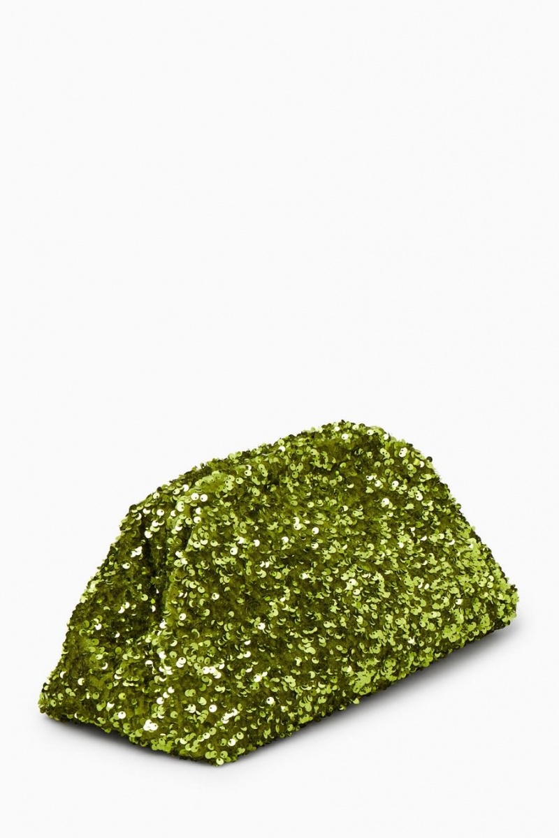 COS Oversized Sequinned Framed Clutch Táska Női Zöld | GMK-519678