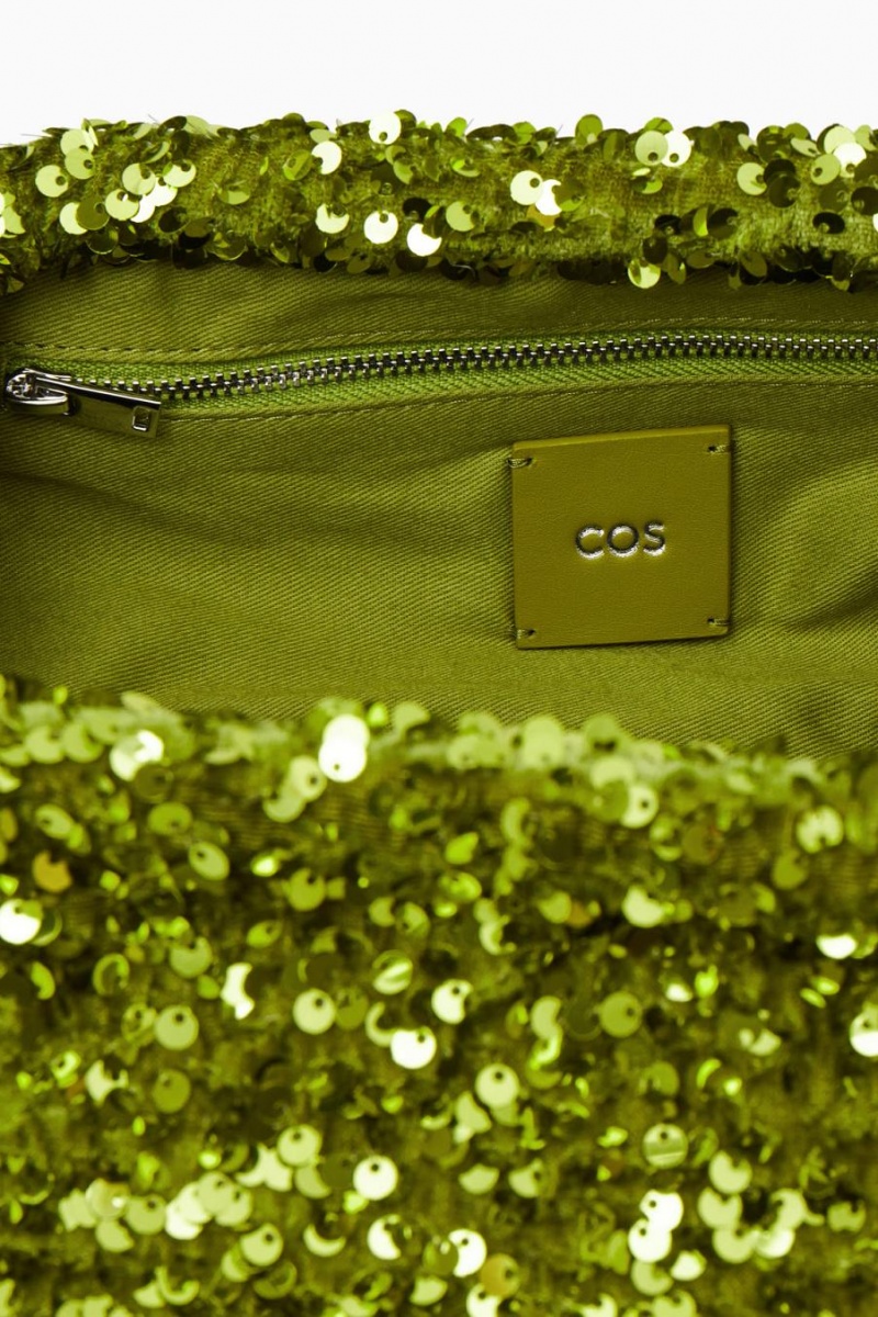 COS Oversized Sequinned Framed Clutch Táska Női Zöld | GMK-519678