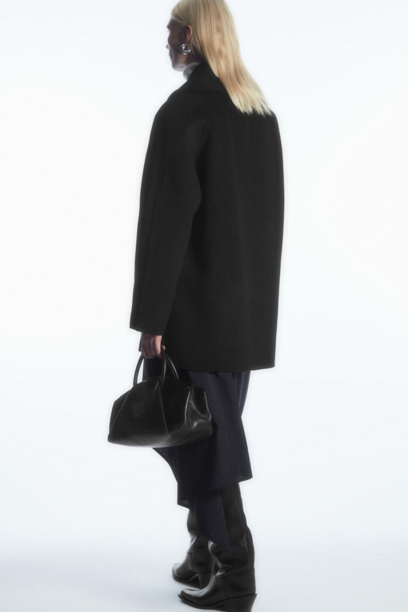 COS Oversized Shawl-collar Gyapjú Kabát Női Fekete | QDM-203579