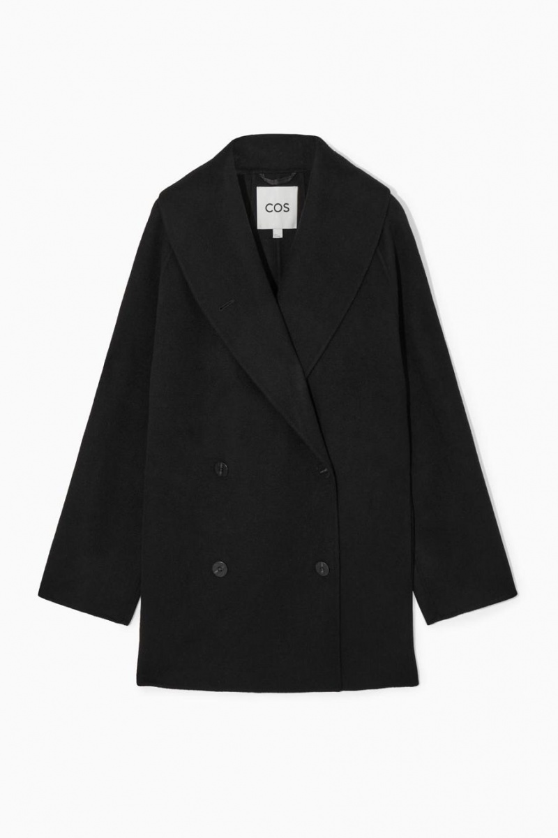COS Oversized Shawl-collar Gyapjú Kabát Női Fekete | QDM-203579