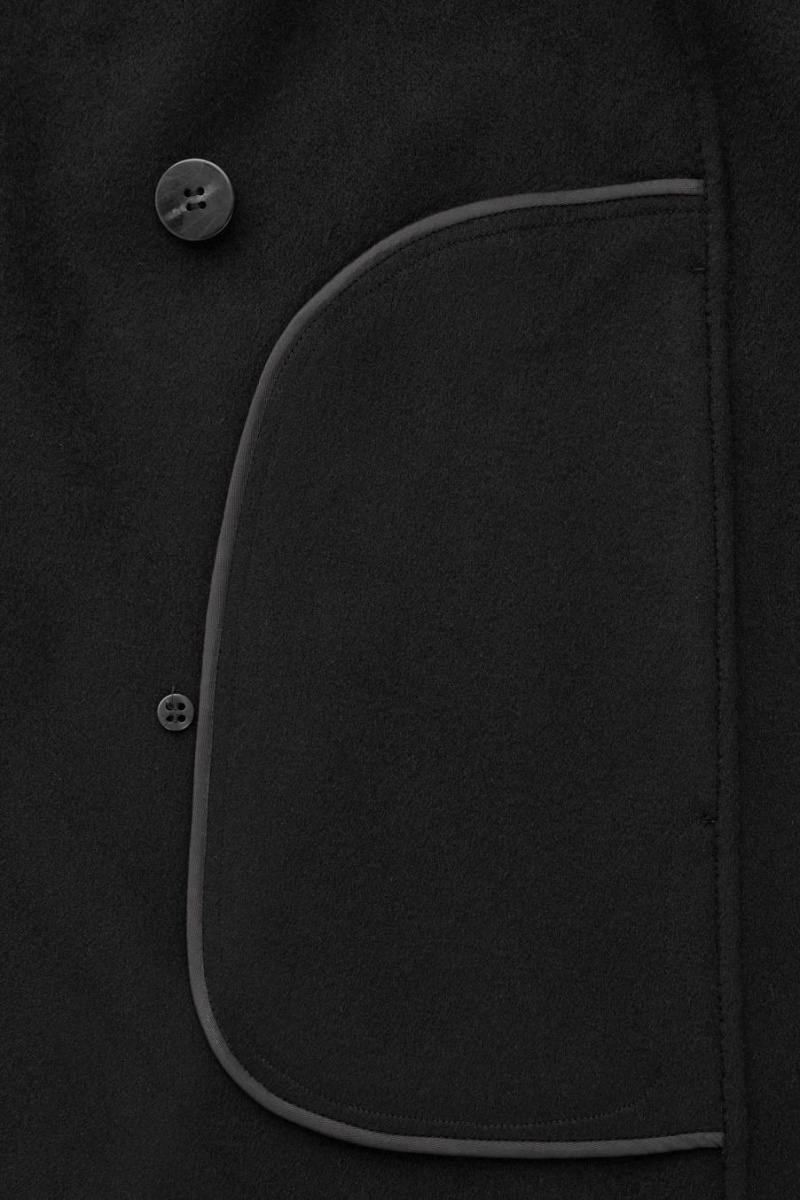 COS Oversized Shawl-collar Gyapjú Kabát Női Fekete | QDM-203579