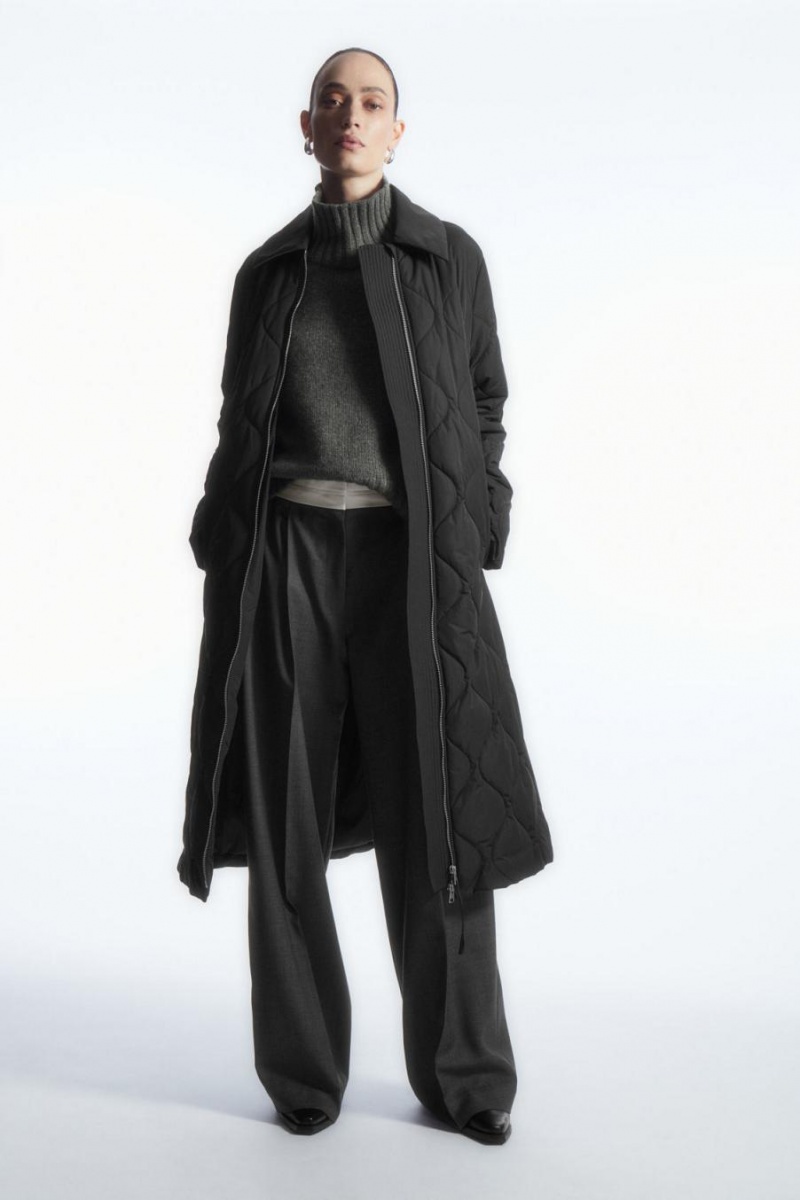 COS Oversized Steppelt Kabát Női Fekete | YNS-743185