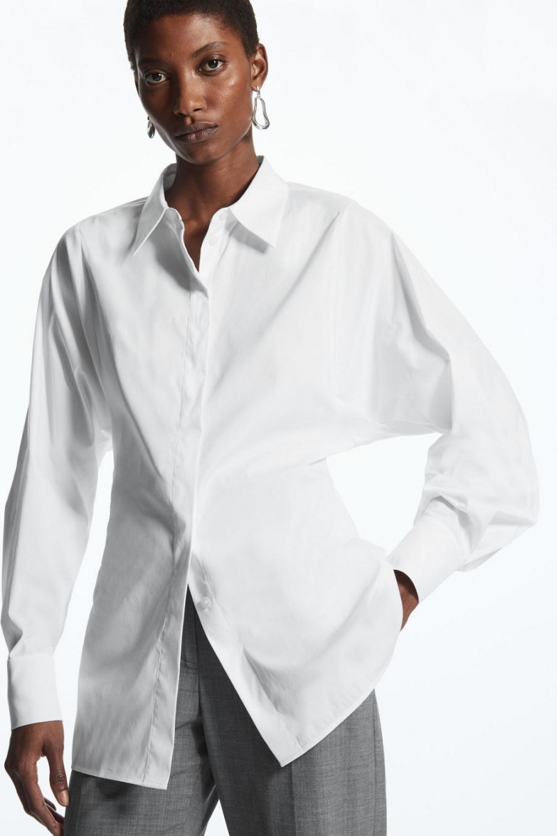 COS Oversized Waisted Poplin Ing Női Fehér | XPC-520134