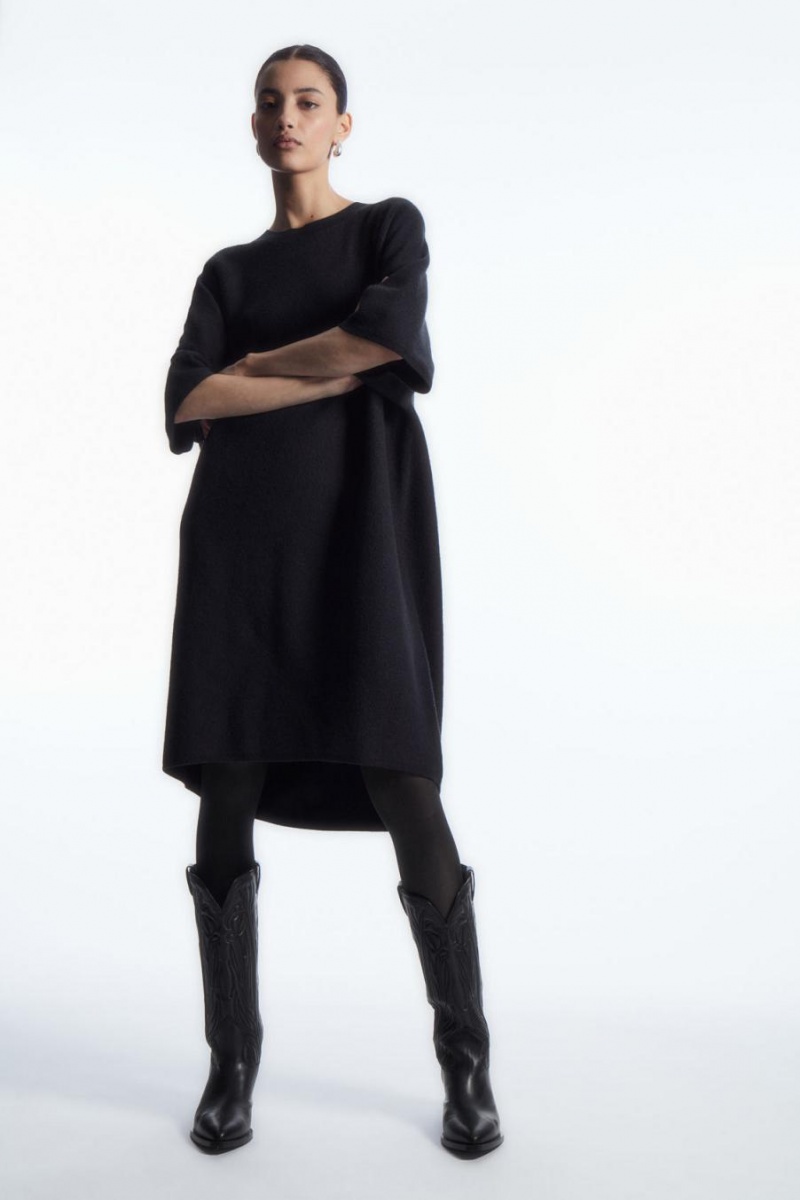 COS Oversized-fit Gyapjú T-shirt Ruha Női Sötétkék | LBS-610389