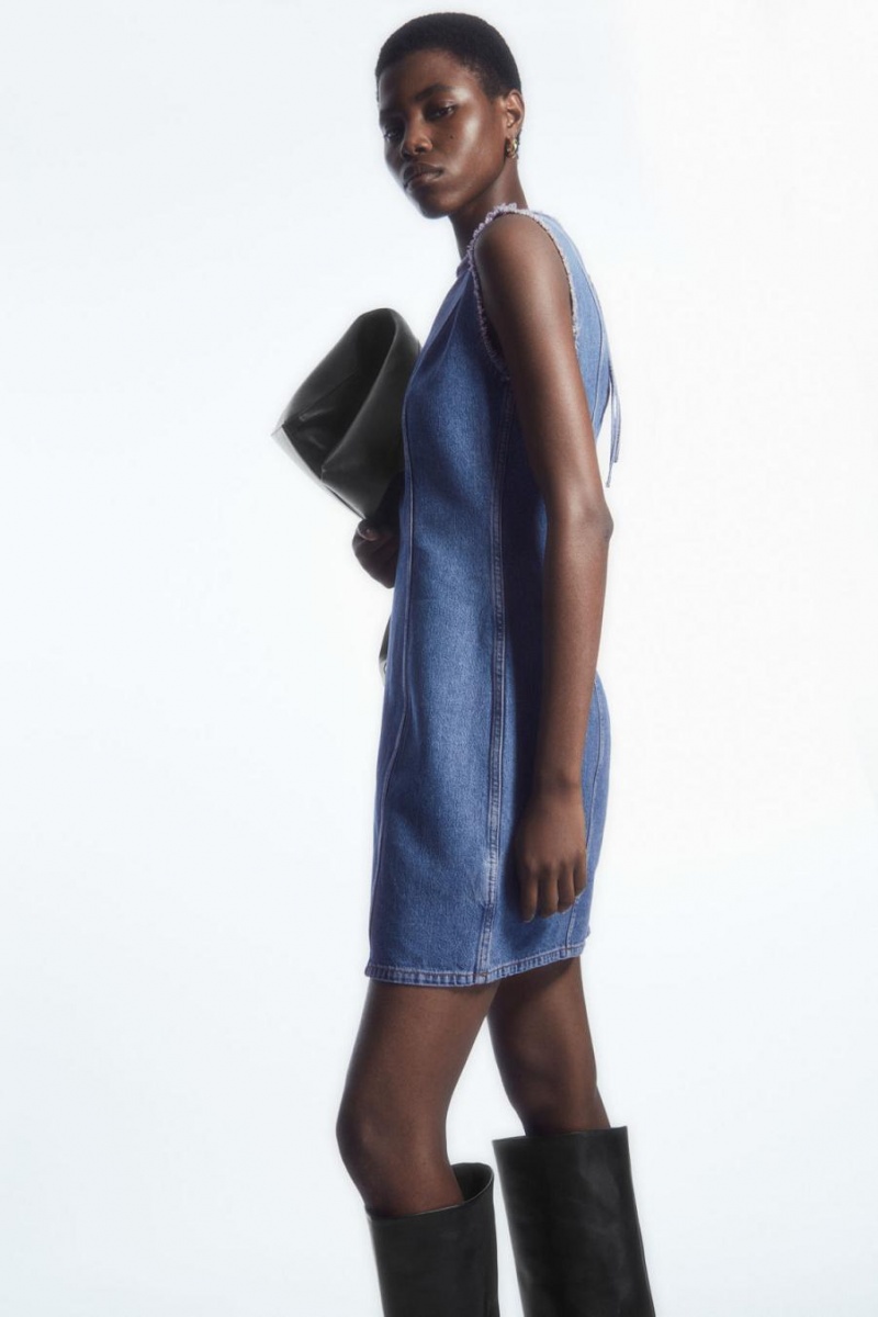 COS Panelled Denim Mini Ruha Női Kék | RTC-307845