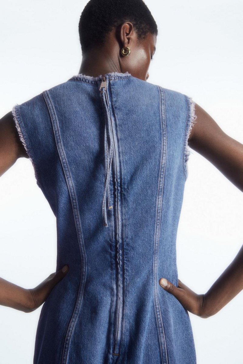 COS Panelled Denim Mini Ruha Női Kék | RTC-307845