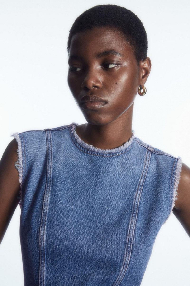 COS Panelled Denim Mini Ruha Női Kék | RTC-307845