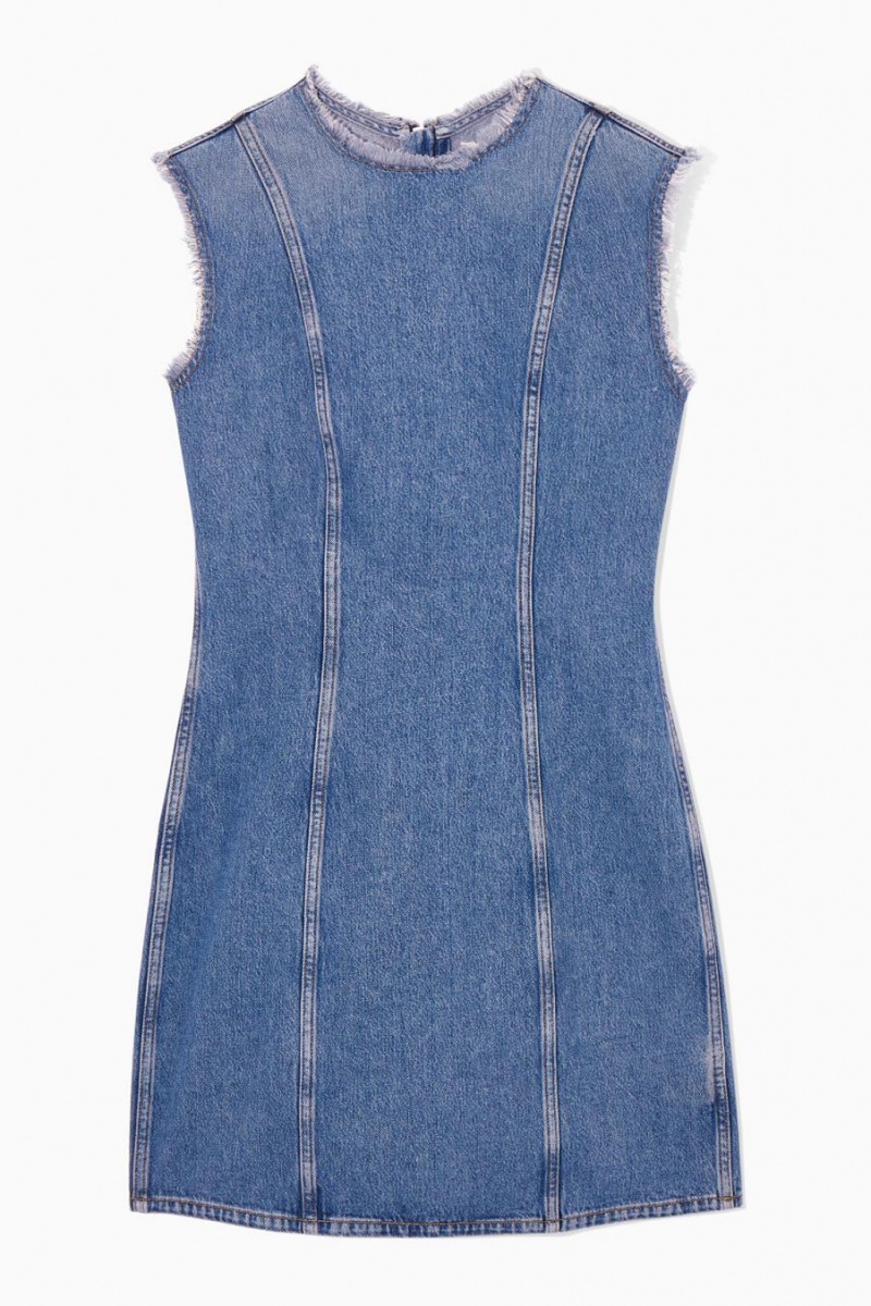 COS Panelled Denim Mini Ruha Női Kék | RTC-307845