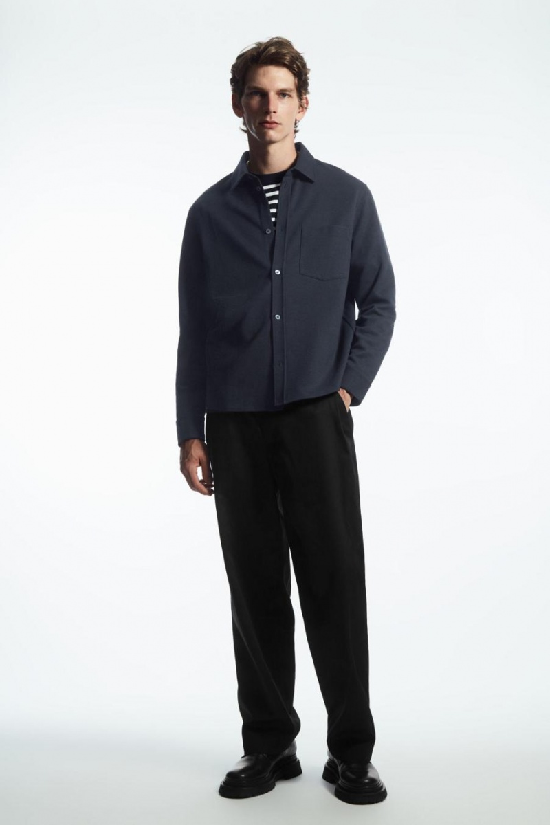 COS Patch-pocket Jersey Ing Férfi Sötétkék | NLY-943051