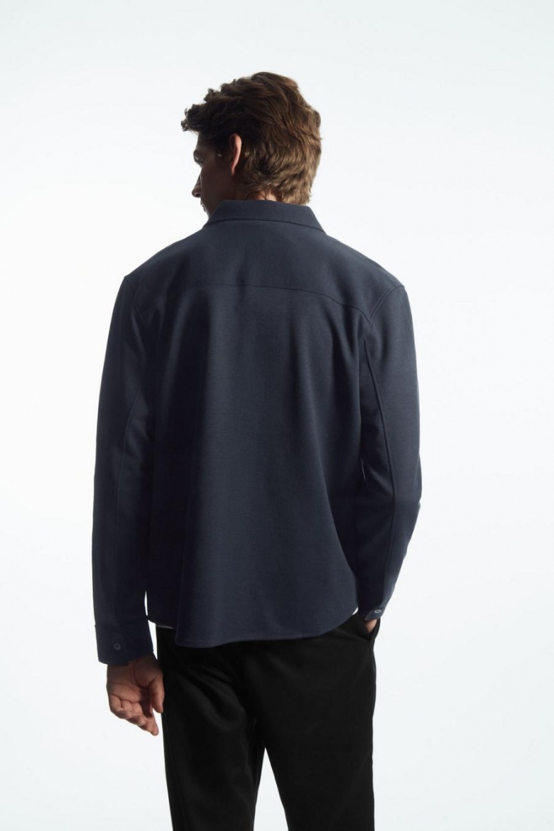 COS Patch-pocket Jersey Ing Férfi Sötétkék | NLY-943051