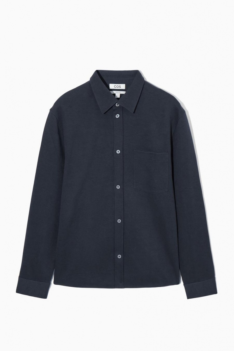 COS Patch-pocket Jersey Ing Férfi Sötétkék | NLY-943051