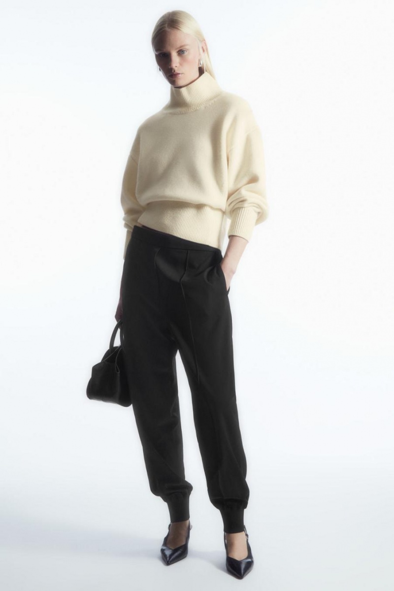 COS Pintucked Elasticated Tailored Nadrág Női Fekete | TVJ-768021