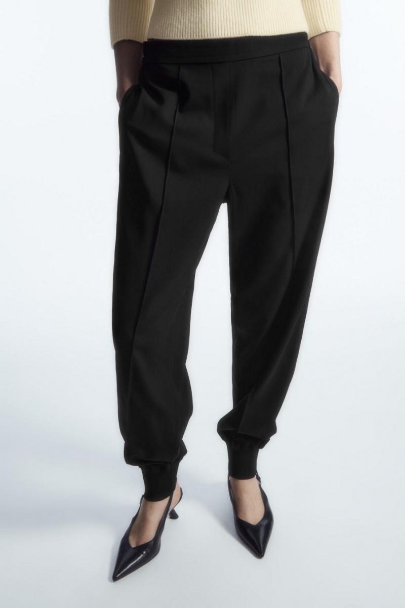 COS Pintucked Elasticated Tailored Nadrág Női Fekete | TVJ-768021