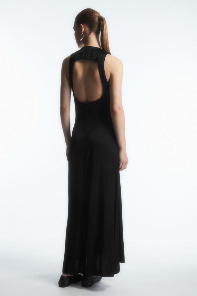 COS Plunge Open-back Maxi Ruha Női Fekete | TDM-376529