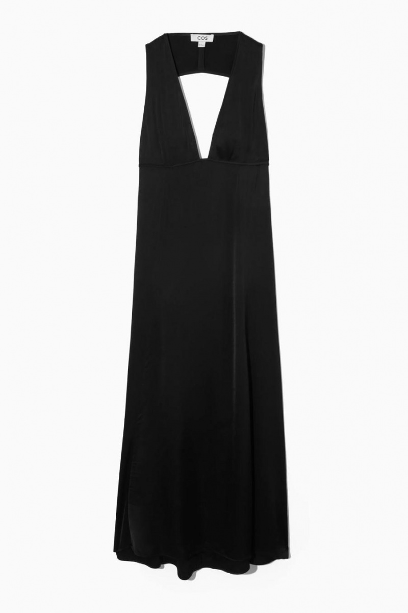 COS Plunge Open-back Maxi Ruha Női Fekete | TDM-376529
