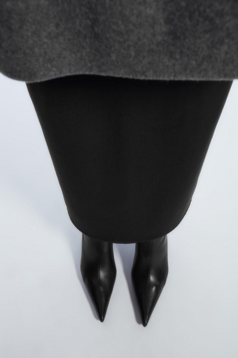 COS Pointed Kitten-heel Bőr Csizma Női Fekete | IZQ-182769
