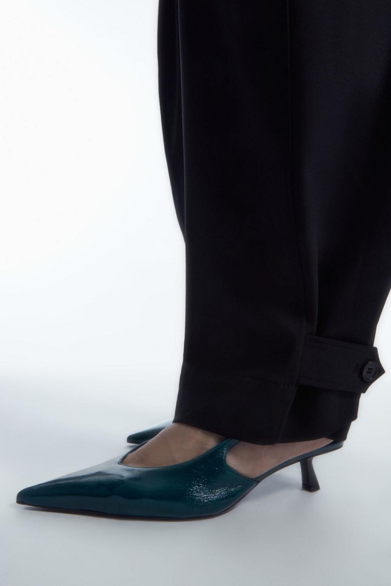 COS Pointed Slingback Kitten Magassarkú Női Sötéttürkiz | CYS-914785