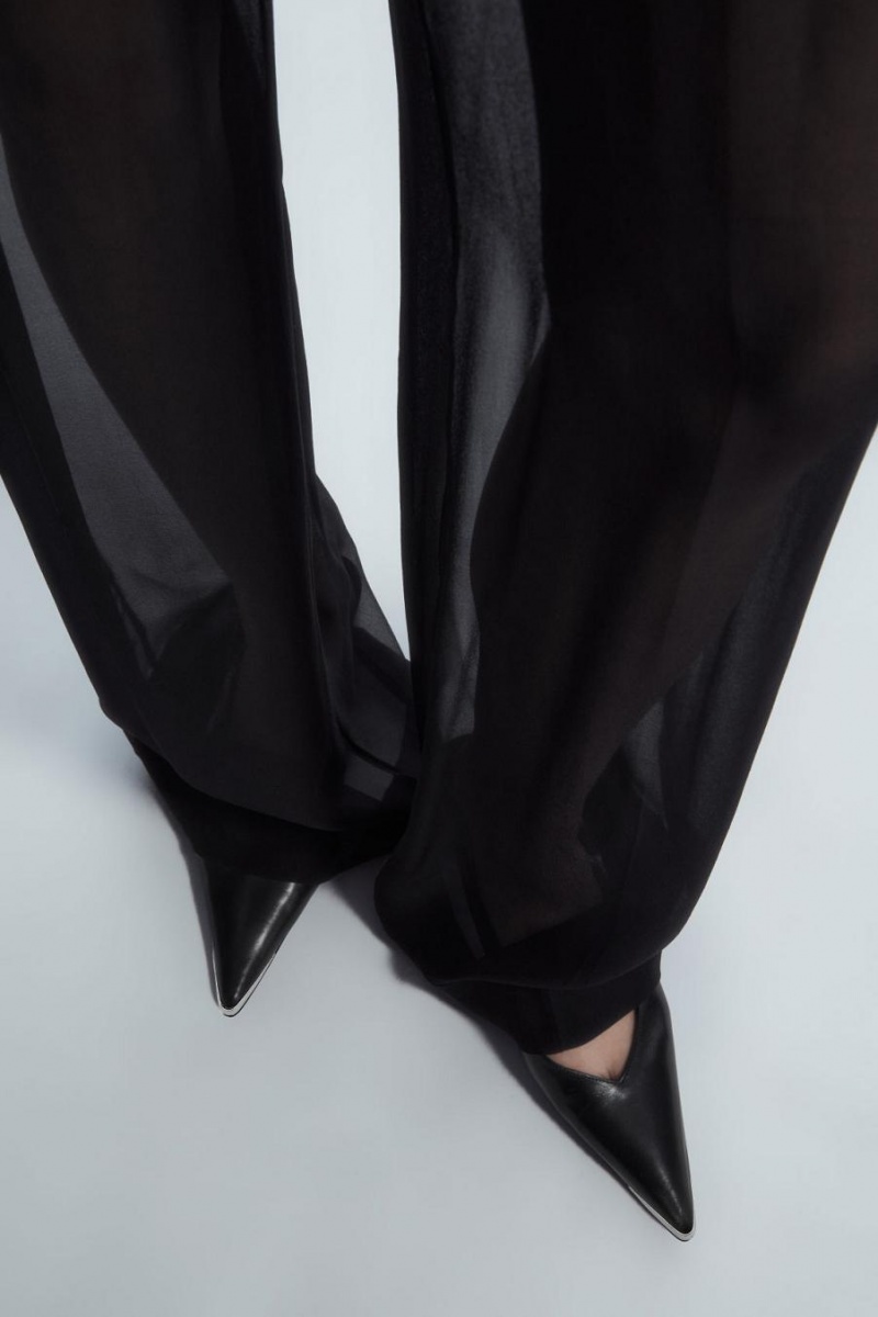 COS Pointed Slingback Kitten Magassarkú Női Fekete | GEQ-319560
