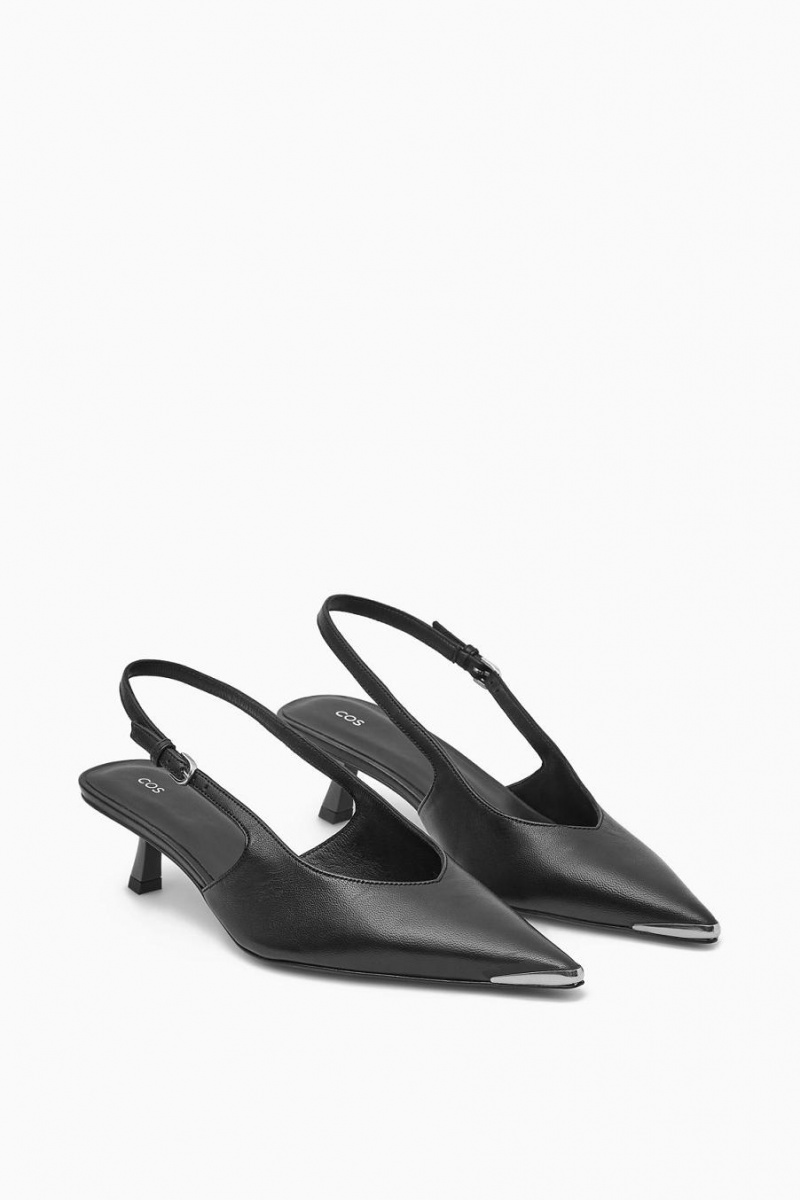 COS Pointed Slingback Kitten Magassarkú Női Fekete | GEQ-319560