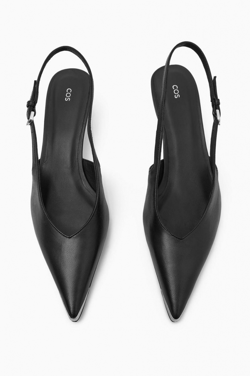 COS Pointed Slingback Kitten Magassarkú Női Fekete | GEQ-319560