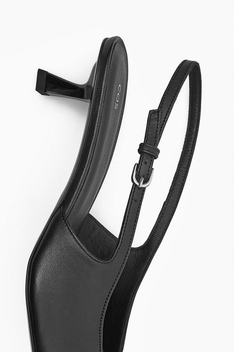 COS Pointed Slingback Kitten Magassarkú Női Fekete | GEQ-319560
