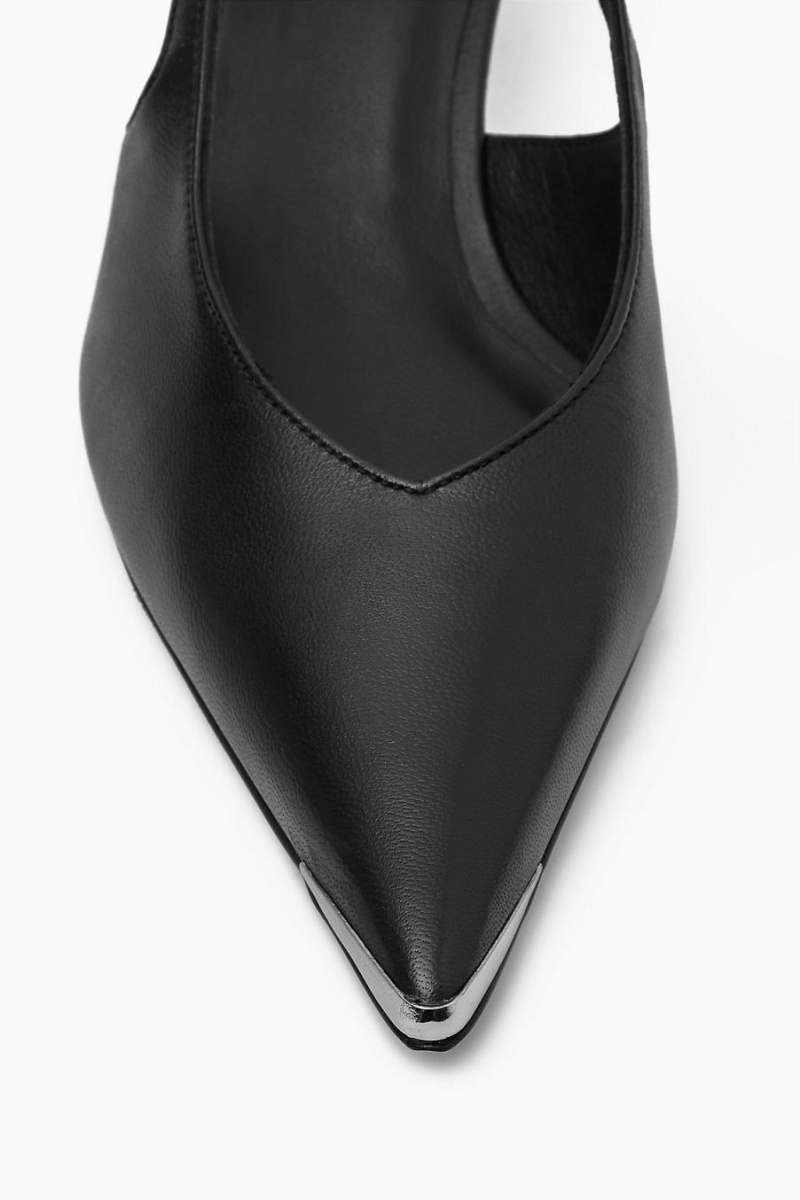 COS Pointed Slingback Kitten Magassarkú Női Fekete | GEQ-319560