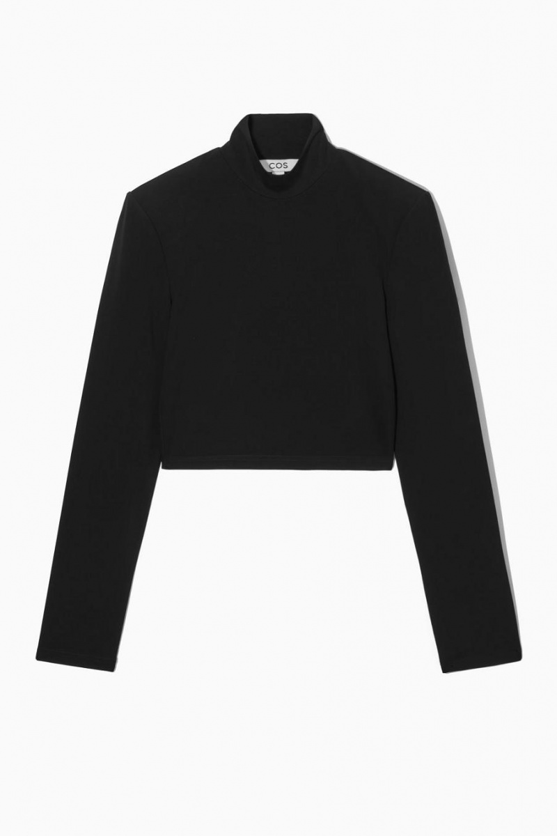 COS Power-shoulder Cropped Felső Női Fekete | OXA-167849