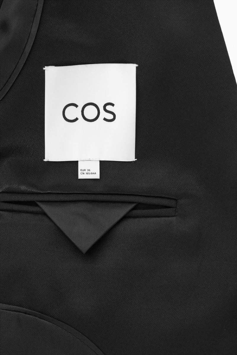 COS Power-shoulder Gyapjú Tuxedo Blézer Női Fekete | BVD-371296