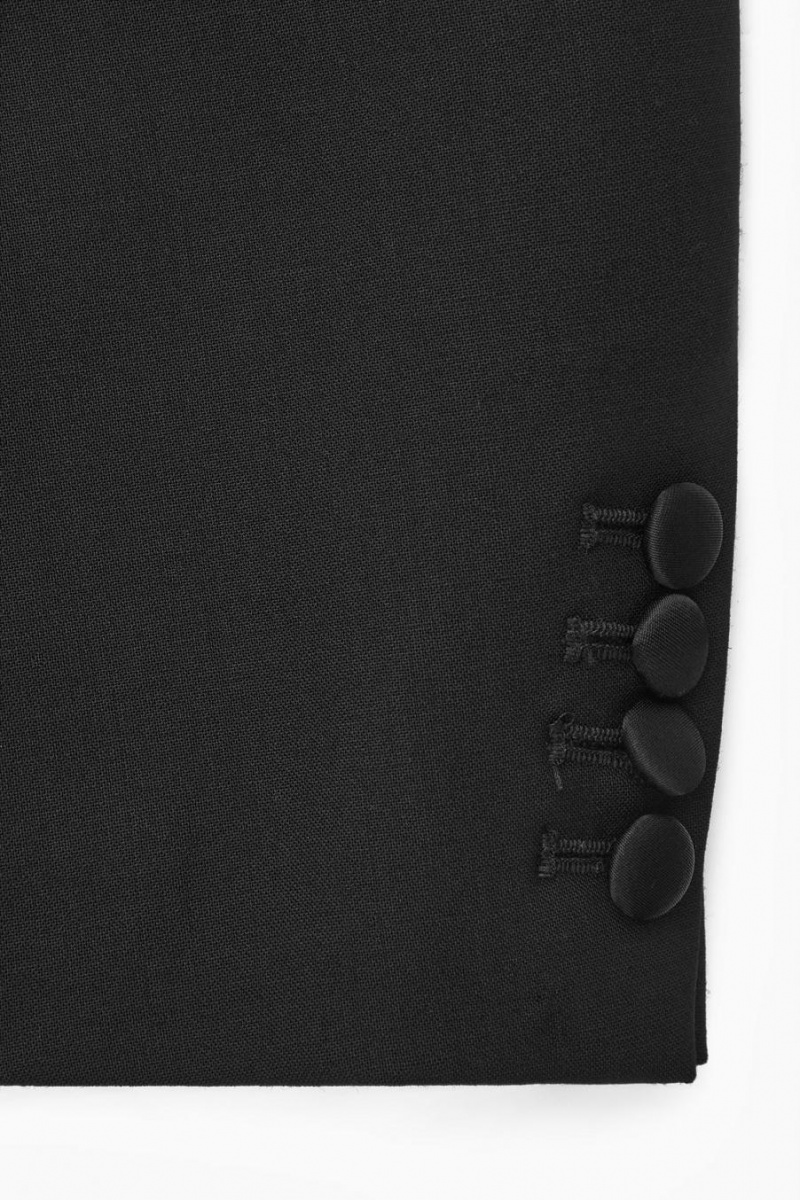 COS Power-shoulder Gyapjú Tuxedo Blézer Női Fekete | BVD-371296