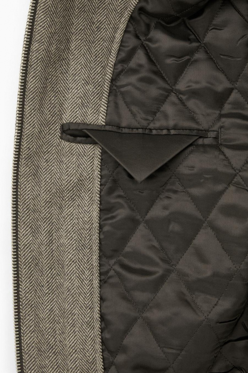 COS Power-shoulder Gyapjú-herringbone Kabát Női Világos Barna | GXV-417302