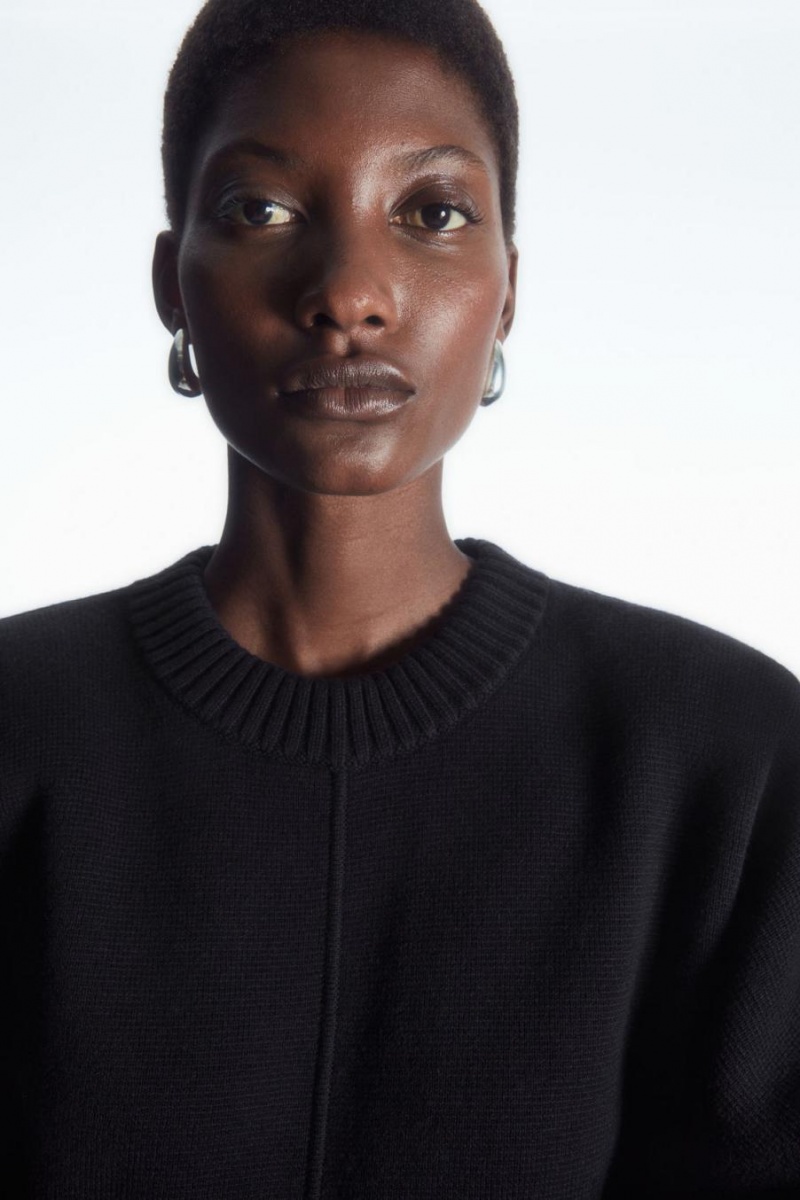 COS Power-shoulder Waisted Jumpers Női Sötétkék | EIN-673954