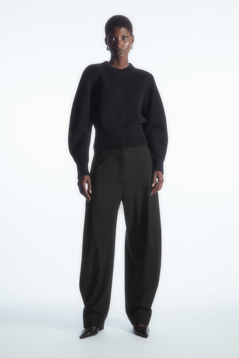 COS Power-shoulder Waisted Jumpers Női Sötétkék | EIN-673954