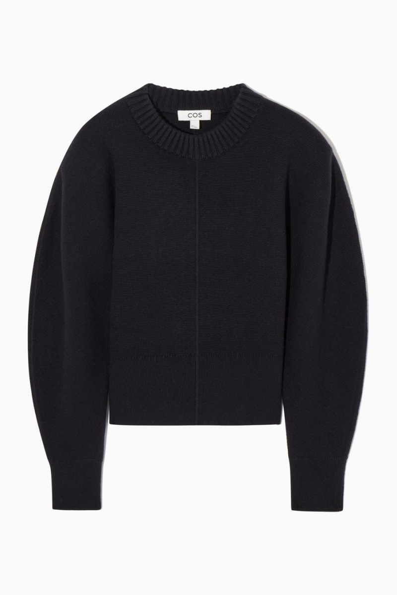 COS Power-shoulder Waisted Jumpers Női Sötétkék | EIN-673954
