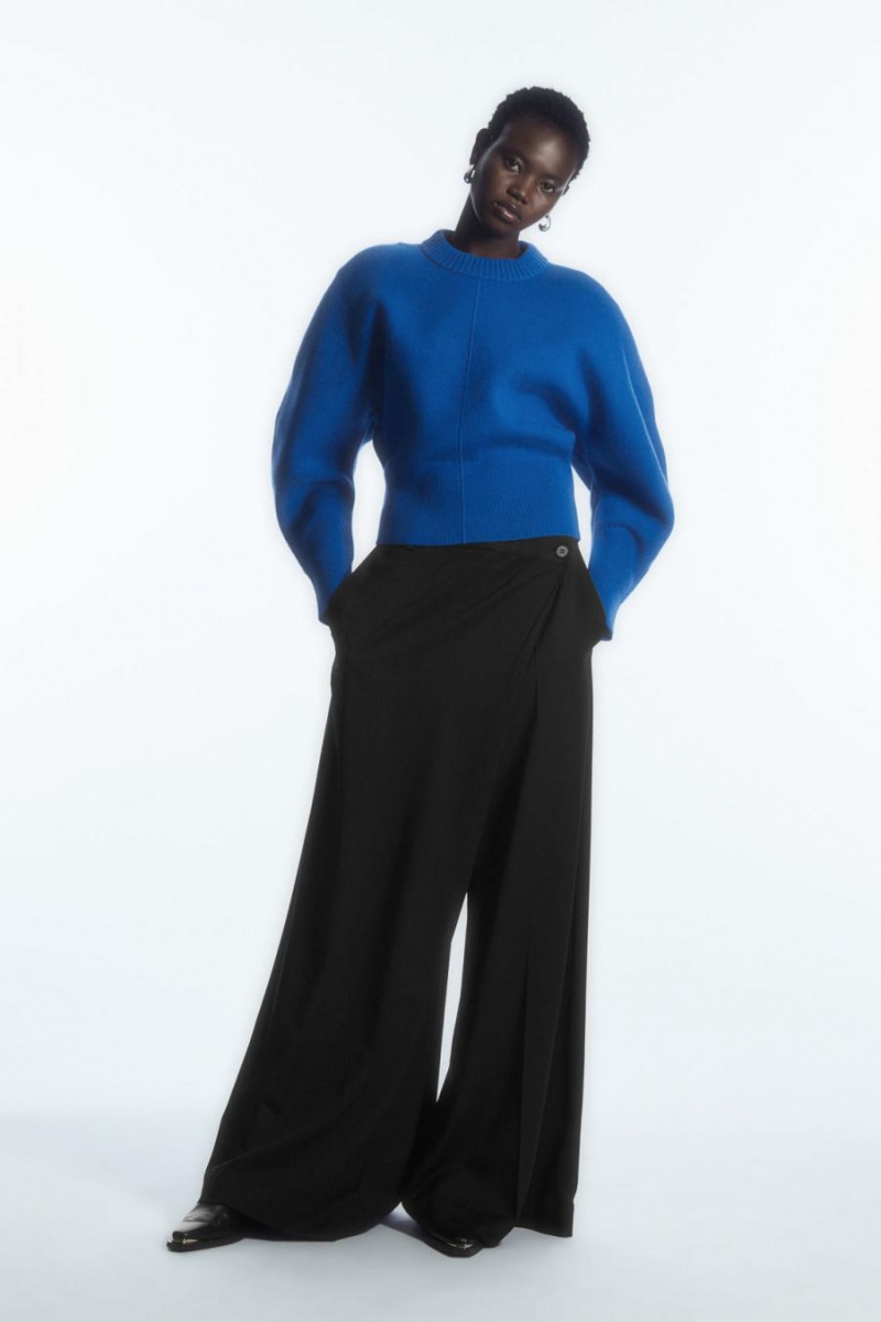 COS Power-shoulder Waisted Jumpers Női Világos Kék | USX-796435
