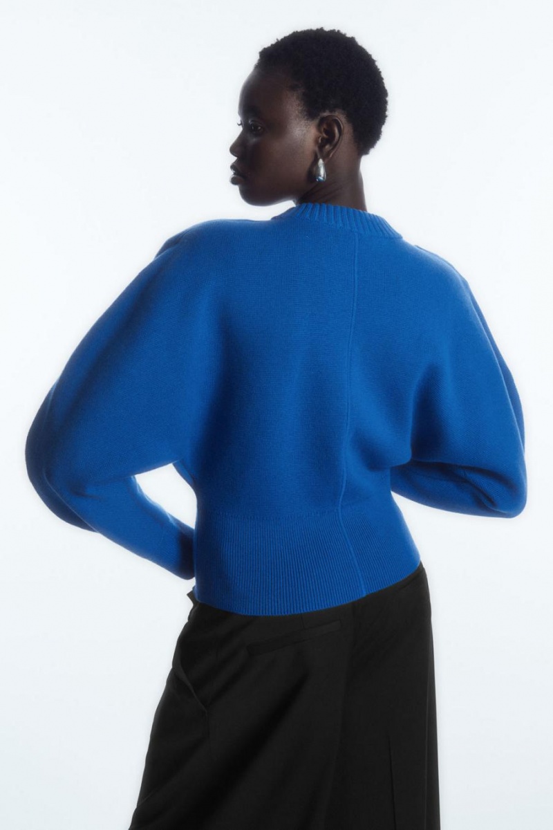 COS Power-shoulder Waisted Jumpers Női Világos Kék | USX-796435