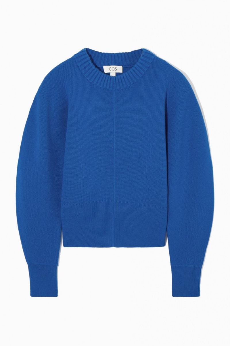 COS Power-shoulder Waisted Jumpers Női Világos Kék | USX-796435