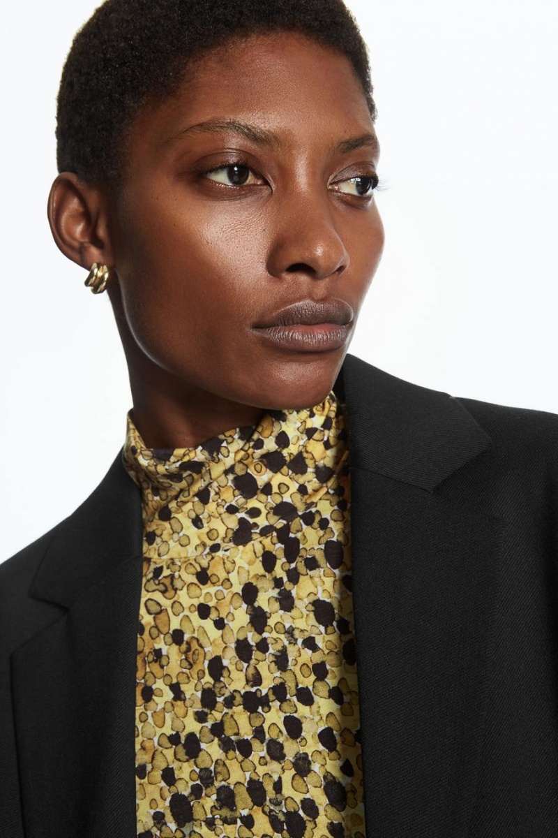 COS Printed High-neck Felső Női Sárga Barna | FDV-658907