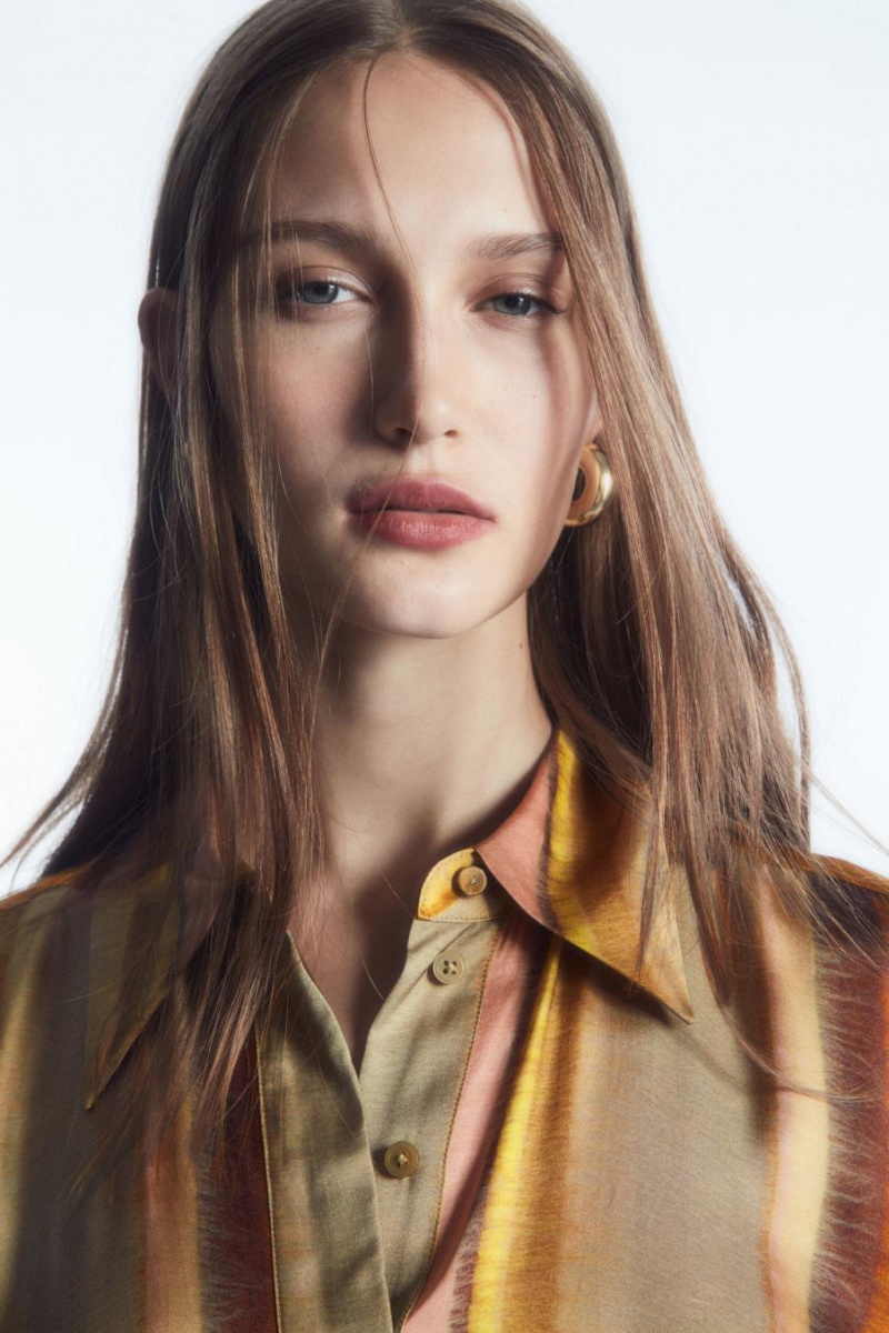 COS Printed Midi Shirt Ruha Női Barna Narancssárga | EZT-831674