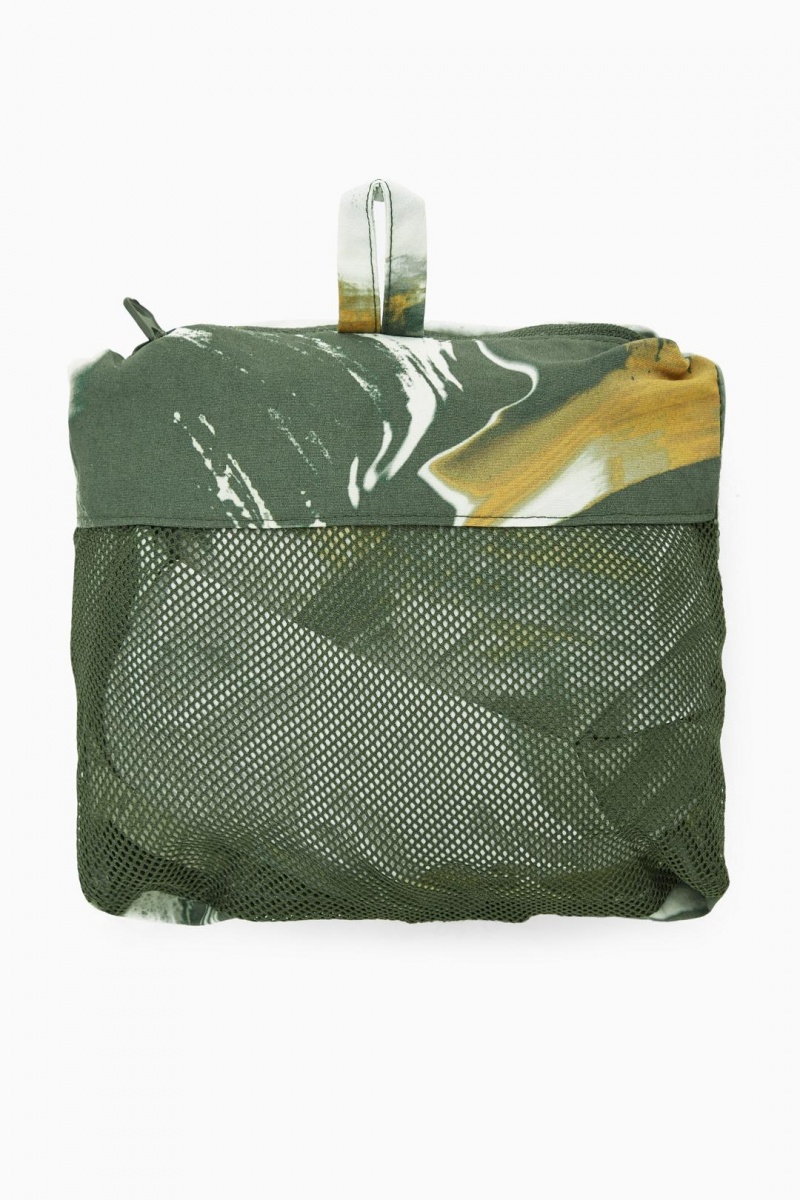 COS Printed Packable Swim Shorts Úszóruhák Férfi Zöld Fehér | UNM-793562
