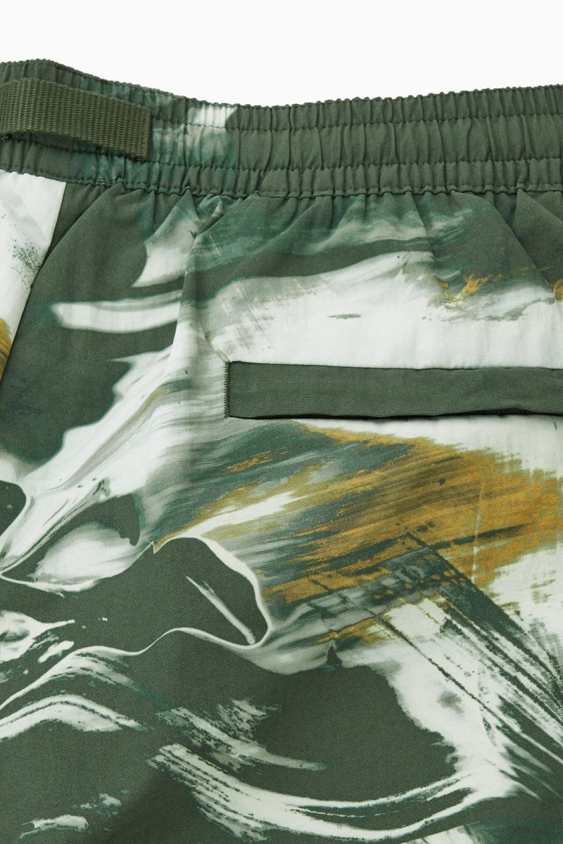 COS Printed Packable Swim Shorts Úszóruhák Férfi Zöld Fehér | UNM-793562