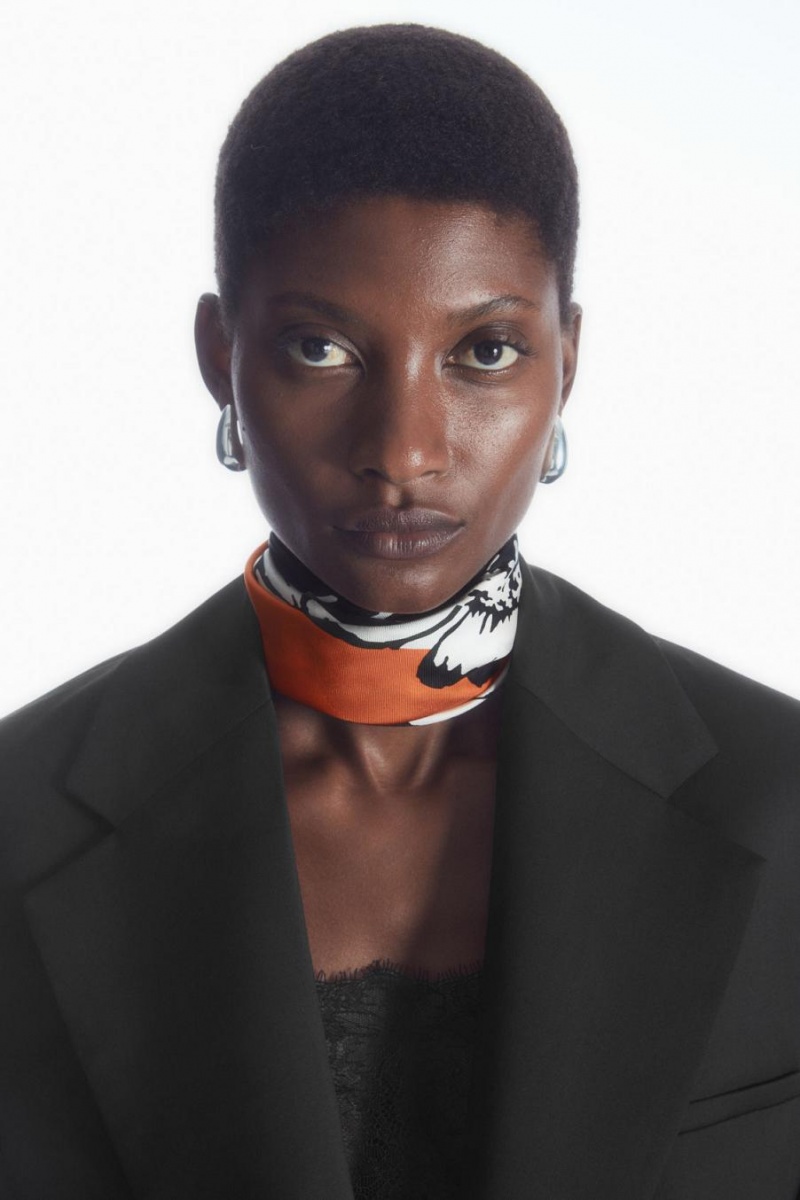 COS Printed Pure Silk Neck Sál Női Narancssárga | CFD-801745
