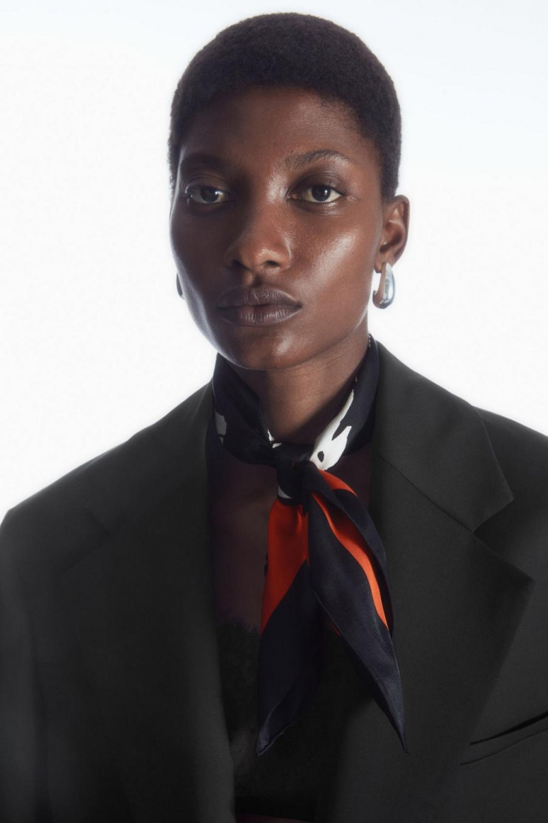 COS Printed Pure Silk Neck Sál Női Narancssárga | CFD-801745